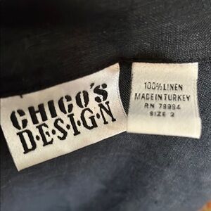 Vintage Chico's Design Black Linen Tie Waist Top Size 2